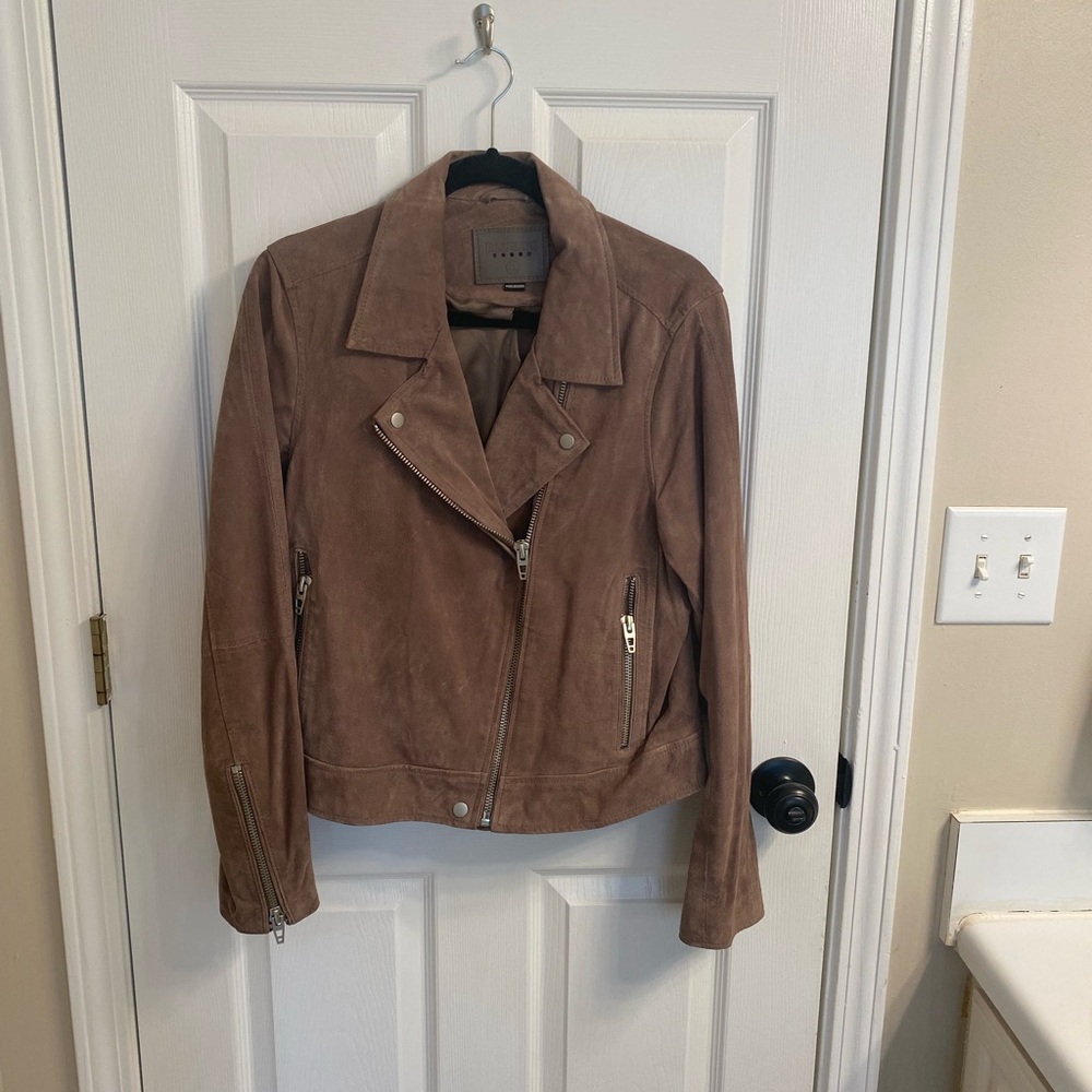 BlankNYC Suede Moto Jacket in Midnight Toker